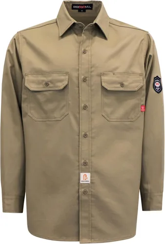 Vista 13 de BOCOMAL Men's FR Shirts 6.25oz Lightweight Flame Resistant Welding Workwear Rojo/Blanco