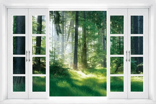 Vista 8 de FLFK Calcomanía de pared falsa para ventana, diseño de vista tropical del océano para despegar y pegar, 24 x 16 pulgadas