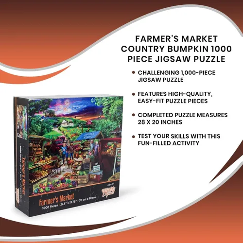 Vista 7 de Toynk Farmer's Market Country BPumpkin Puzzle para adultos y niños Difícil rompecabezas de 1000 piezas Divertidos regalos de cuarentena Teaser