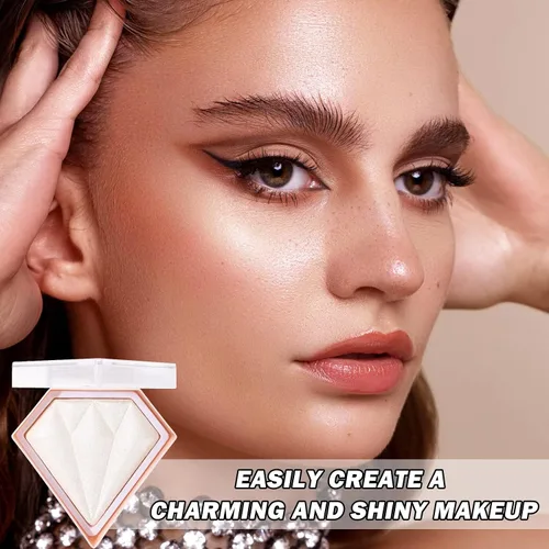 Vista 7 de Paleta de maquillaje con resaltador facial blanco, polvo de contorno brillante, impermeable, de larga duración, ilumina la tez facial, iluminador