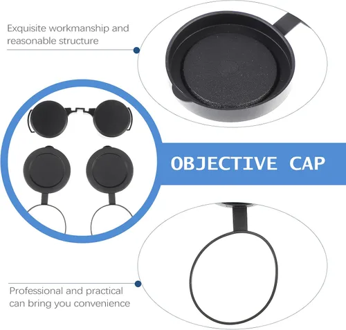 Vista 3 de 3 piezas de goma objetivo cubierta ocular Flip- Cubierta de alcance abierto para binoculares telescopio accesorios (negro)