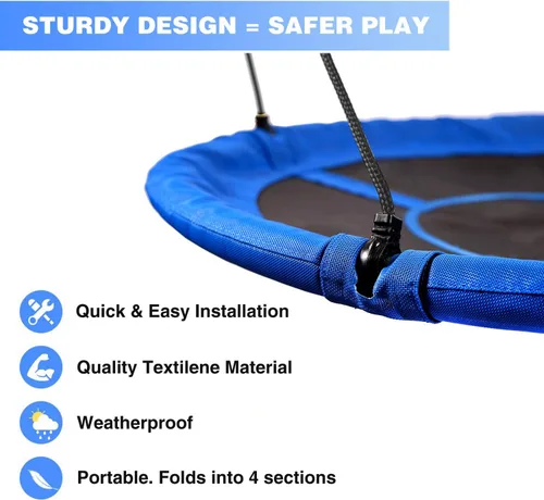 Vista 3 de RedSwing Columpio para niños en interiores y exteriores, columpio redondo grande de 43/40 pulgadas, ideal para árboles, columpios, patio trasero