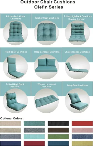 Vista 7 de Cojines para silla Adirondack para patio al aire libre, esquinas redondas, color azul lago
