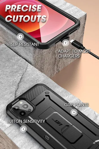 Vista 7 de SUPCASE Funda para iPhone 13 Pro Max con protector de pantalla (Unicorn Beetle Pro), [soporte integrado y clip para cinturón] Funda protectora