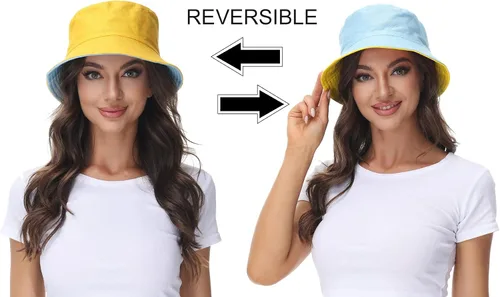Vista 2 de Sombrero de pescador reversible para mujer, gorra de playa de verano para exteriores