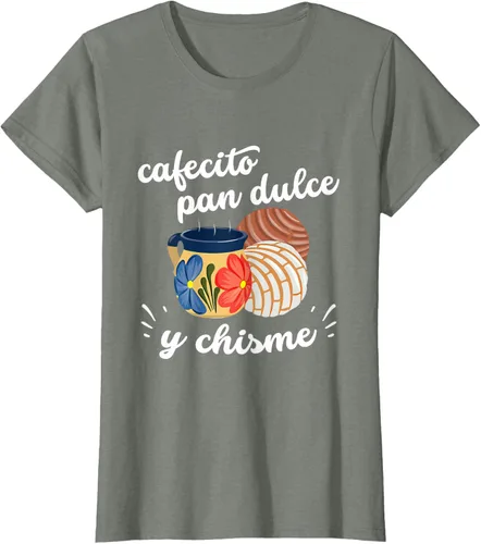 Vista 13 de Camiseta Cafecito Pan Dulce y Chisme Mexican Hispanic Pride Breakfast Negro