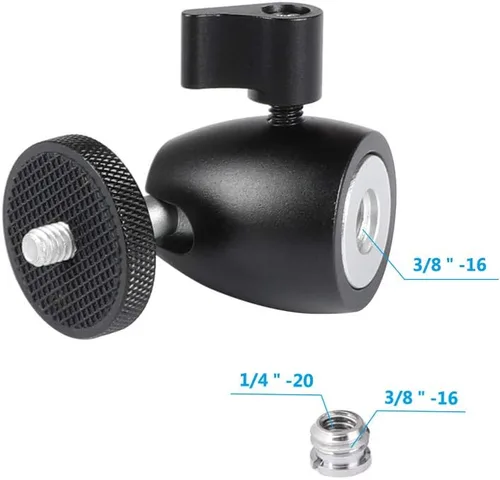 Vista 3 de Mini cabeza de bola con tornillo de 1/4 pulgadas para trípode monopie soporte de luz