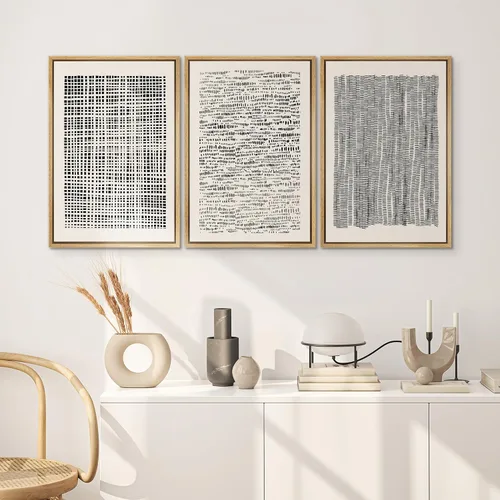 Vista 260 de SIGNWIN Lienzo enmarcado para pared, juego de arte neutro de bosque brumoso, ilustraciones en tono tierra, arte moderno, decorativo, bohemio
