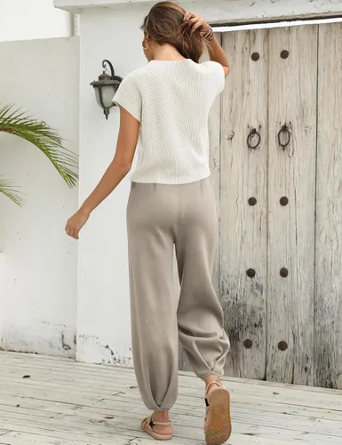 Vista 6 de Ugerlov Conjunto de dos piezas para mujer, suéter de punto y pantalones de cintura alta
