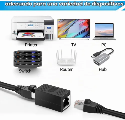 Vista 6 de Acoplador RJ45, acoplador Ethernet, extensor de cable de red de Internet hembra a hembra para Cat7/Cat6/Cat5e/Cat5, paquete de 8