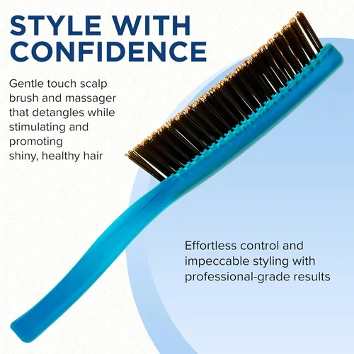 Vista 4 de Giorgio Gentle Blue Neon - Cepillo para el cabello de tamaño completo, 7.75 pulgadas, hombres, mujeres y niños, cepillo desenredante, masajeador