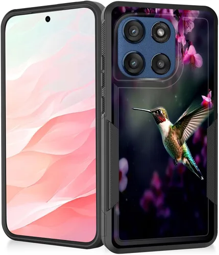Vista 110 de Funda para Moto G Play 4G 2024, resistente de doble capa híbrida de policarbonato duro, goma suave, a prueba de golpes, funda protectora resistente