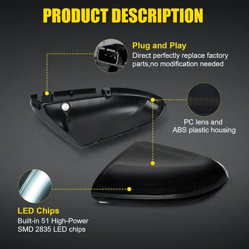 Vista 5 de Luces LED de Marcador para Espejo Lateral compatibles con Dodge Ram 1500 2500 2010-2018 Classic 2019-2021, Luces de Espejo Lateral Ram 1500