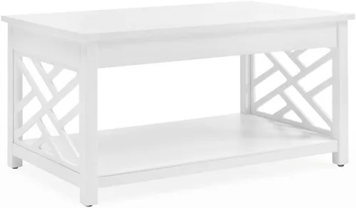 Vista 10 de Alaterre Furniture Coventry - Mesa de centro de madera de 36 pulgadas de ancho, color gris Rectangular Living Room Table, 2-Tier Center Table