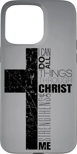 Vista 30 de iPhone XS Max Negro Cristiano Cruz Religiosa Biblia Verso Filipenses 4 13 Caso