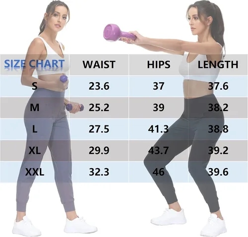 Vista 6 de Pantalones deportivos para mujer con bolsillos de cintura alta pantalones de trabajo de yoga pantalones cónicos ligeros con cintura elástica