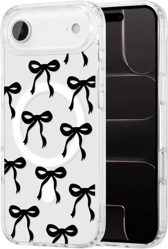 Vista 34 de UEEBAI - Funda magnética para iPhone 11, diseño de lazo, compatible con MagSafe, funda transparente delgada inalámbrica, antiamarilleo, a prueba