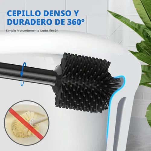 Vista 4 de LOVLOY Juego de émbolo y cepillo de inodoro, cepillo de silicona y émbolo de inodoro resistente con soporte ventilado, combo de cepillo de inodoro 2