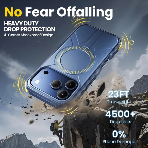 Vista 4 de Funda resistente 3 en 1 para iPhone 17 Pro Max con protector de pantalla y protector de lente de cámara, protección contra caídas de grado militar