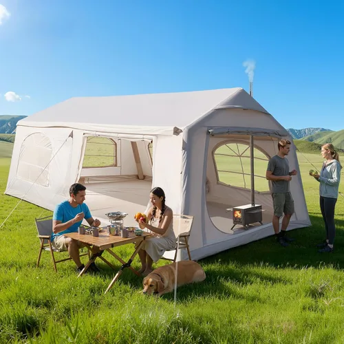 Vista 10 de Inflatable Tent for Camping, Waterproof Oxford Large Blow Up Hot Tent with Pump, Easy Setup Inflatable Glamping House Air Tent for Family