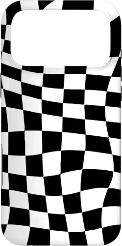 Vista 22 de Funda clásica a cuadros para iPhone 17, diseño ondulado de tablero de ajedrez en blanco y negro
