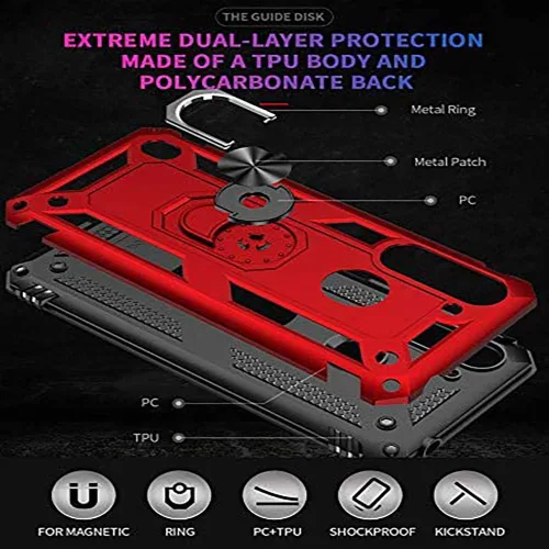 Vista 5 de Funda para Xiaomi Redmi 9 de 6.53 pulgadas con protector de pantalla de vidrio templado [2 unidades], híbrida resistente de doble capa