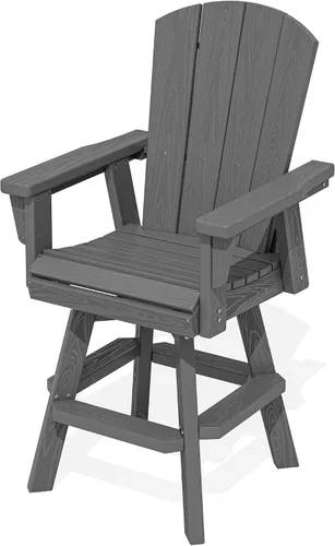 Vista 26 de SERWALL Silla de bar Adirondack giratoria de HDPE, taburetes de bar giratorios para exteriores, silla Adirondack de balcón para bistro, piscina