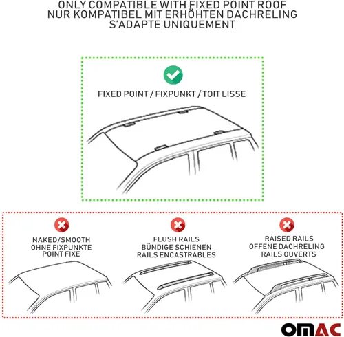 Vista 7 de OMAC Barras transversales de techo de punto fijo Mercedes Clase C Sedan 2015 a 2023, portaequipajes, 165 libras, aluminio, 2 piezas, color plateado