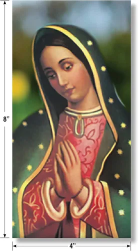 Vista 2 de Prismatix Letrero de madera Virgen de Guadalupe Reina de México (4 "x 8") Cuadro de Virgen de Guadalupe. Hermosa impresión digital sobre madera