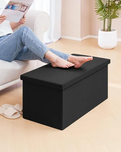Vista 2 de PINPLUS - Banco otomano plegable con bandeja, color negro