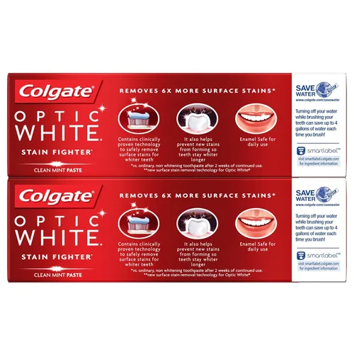 Vista 2 de Colgate Pasta dental blanqueadora Optic White Stain Fighter - 4.2 onzas (24 tubos)