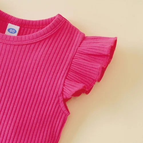 Vista 4 de Enterizo de punto para niña de 0 a 24 meses, con volantes, para niñas pequeñas