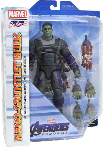 Vista 3 de Marvel Select: Avengers Endgame Nano-Gauntlet Figura de acción de Hulk