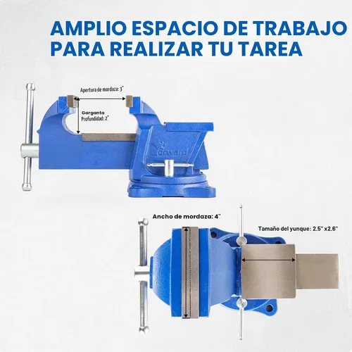 Vista 4 de Forward 0804 Tornillo de banco de 4 pulgadas con yunque y base giratoria