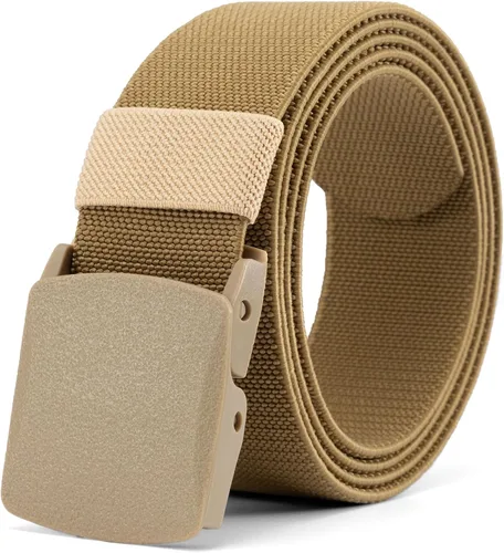 Vista 9 de Cinturón de nylon libre de metal para hombres correa militar extensible web con hebilla de plástico