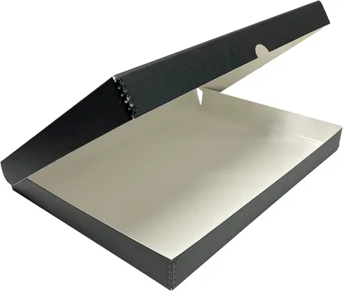 Vista 20 de Lineco Caja de almacenamiento de folio de archivo. Caja de almacenamiento con borde de metal, tapa de concha. 9.5 x 12.5 x 1.75 pulgadas.