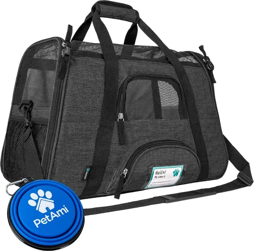 Vista 30 de PetAmi Transportador de mascotas aprobado por aerolíneas para gatos, transportador de perros de lados suaves para perros pequeños, suministros