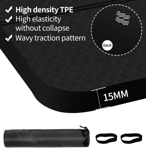 Vista 2 de nuveti Tapete Grande para Ejercicios - Tapete de Yoga de 15mm/20mm/30mm de Grosor Tapete de Ejercicios para Fitness, Yoga, Pilates, Estiramientos