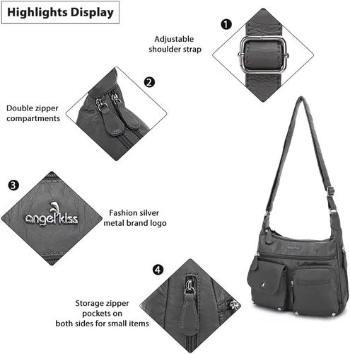 Vista 6 de Angel Kiss Bolsos cruzados para mujer, bolsos de hombro y monederos medianos de piel sintética