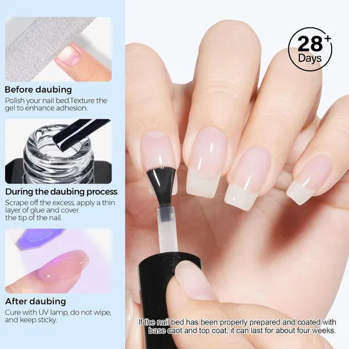 Vista 5 de TOMICCA Capa base de gel, 1 capa base de 0.5 onzas líquidas que no se limpia para esmalte de uñas de gel, fórmula mejorada LED de larga duración