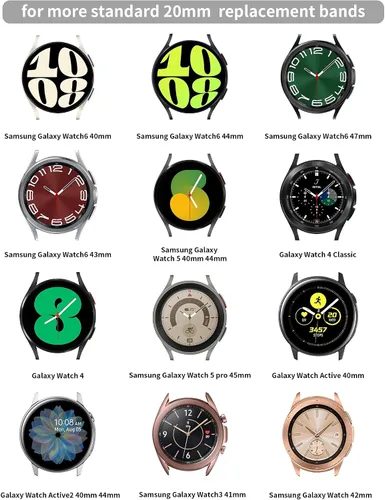 Vista 5 de JOYOZY Correas elegantes para mujer y niña compatibles con Galaxy Watch 6/5/4/FE/7 de 40 mm, 44 mm/Classic de 42 mm, 43 mm, 46 mm, 47 mm/Galaxy