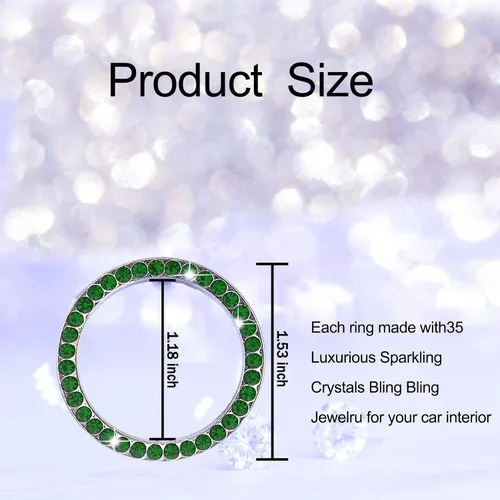 Vista 2 de Bling Car Ring Smblem Sticker, Accesorios Brillantes para Automóvil para Botón de Arranque, Llave de Encendido y Anillo de Perilla Verde