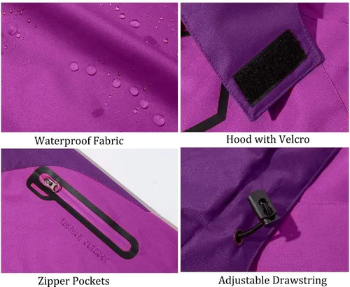 Vista 4 de Rdruko Chaqueta de esquí impermeable 3 en 1 para mujer, abrigo de invierno con aislamiento polar