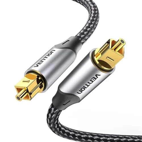 Vista 8 de VENTION TOSLINK - Cable de audio óptico, cable de fibra óptica trenzado de nailon de 3.3 pies, cable óptico de audio digital S/PDIF para barra