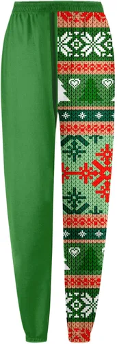 Vista 4 de DSODAN Pantalones deportivos de Navidad para mujer, con parte inferior de cincha, cintura alta, para deportes, gimnasio, pantalones deportivos