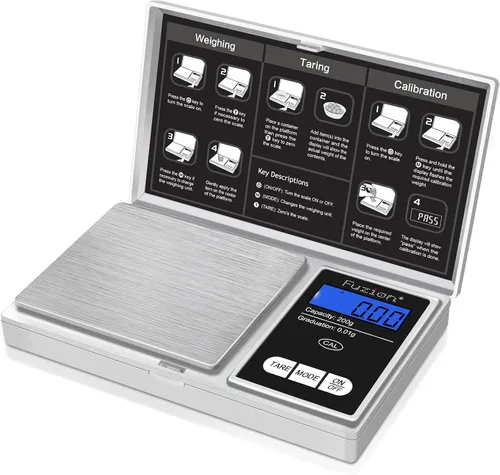 Vista 9 de Fuzion - Báscula de gramos, báscula de bolsillo con precisión de 0.01 gramos, báscula digital pequeña de 200g para alimentos, joyería, hierbas