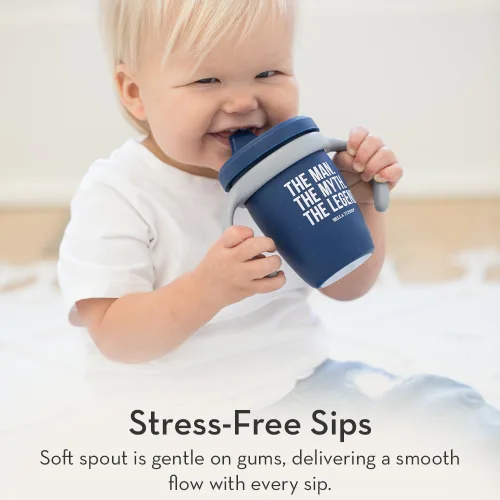 Vista 4 de Taza de silicona Bella Tunno, taza de entrenamiento con asas de transición para bebés, niños pequeños y niños, bebés de 6 a 12 meses y niños