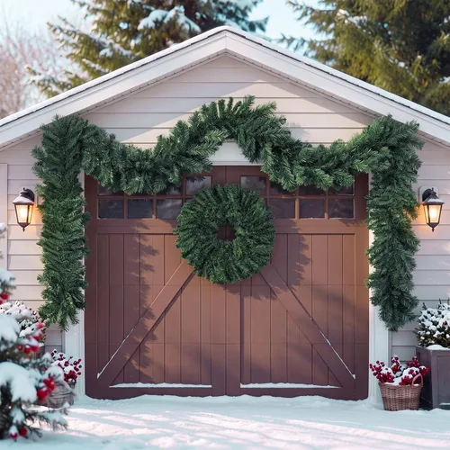 Vista 7 de 2 guirnaldas navideñas de pino de Alaska de 6 pies de grosor Verde