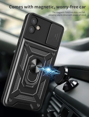 Vista 4 de Funda para teléfono Galaxy A06 4G: con protector de pantalla de 2 piezas, cubierta deslizante para cámara y soporte multiángulo para Samsung Galaxy