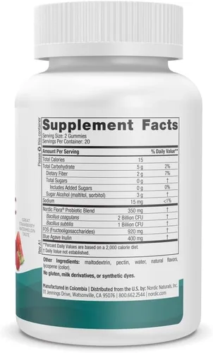 Vista 3 de Nordic Naturals Gomitas probióticas cero azúcar, sabor fresa y sandía, 40 gomitas - Apoya el bienestar digestivo y la salud inmunológica - Sin OMG